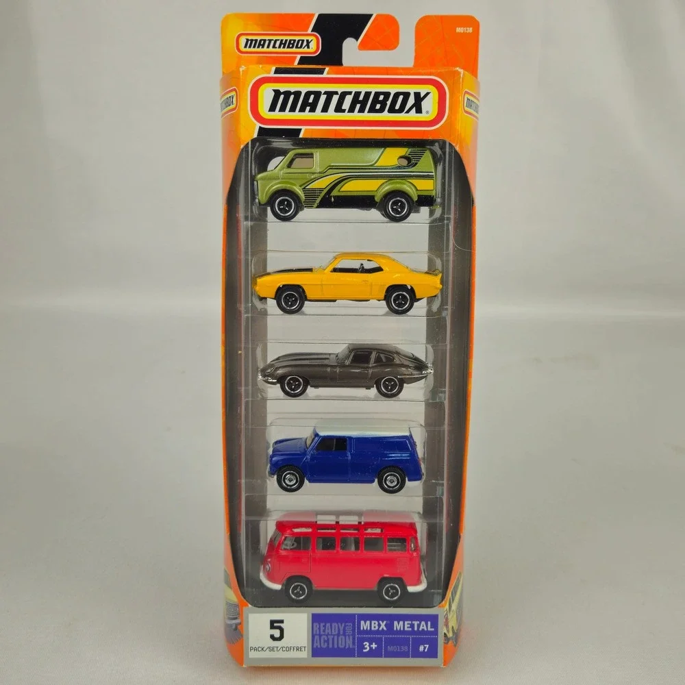 Matchbox MBX Metal 5-Pack DieCast Cars M0138 Jaguar VW Bus Custom Van Set (K240)